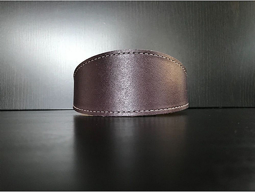 Lined Plum Fabric Pattern - Greyhound Leather Collar - Size L